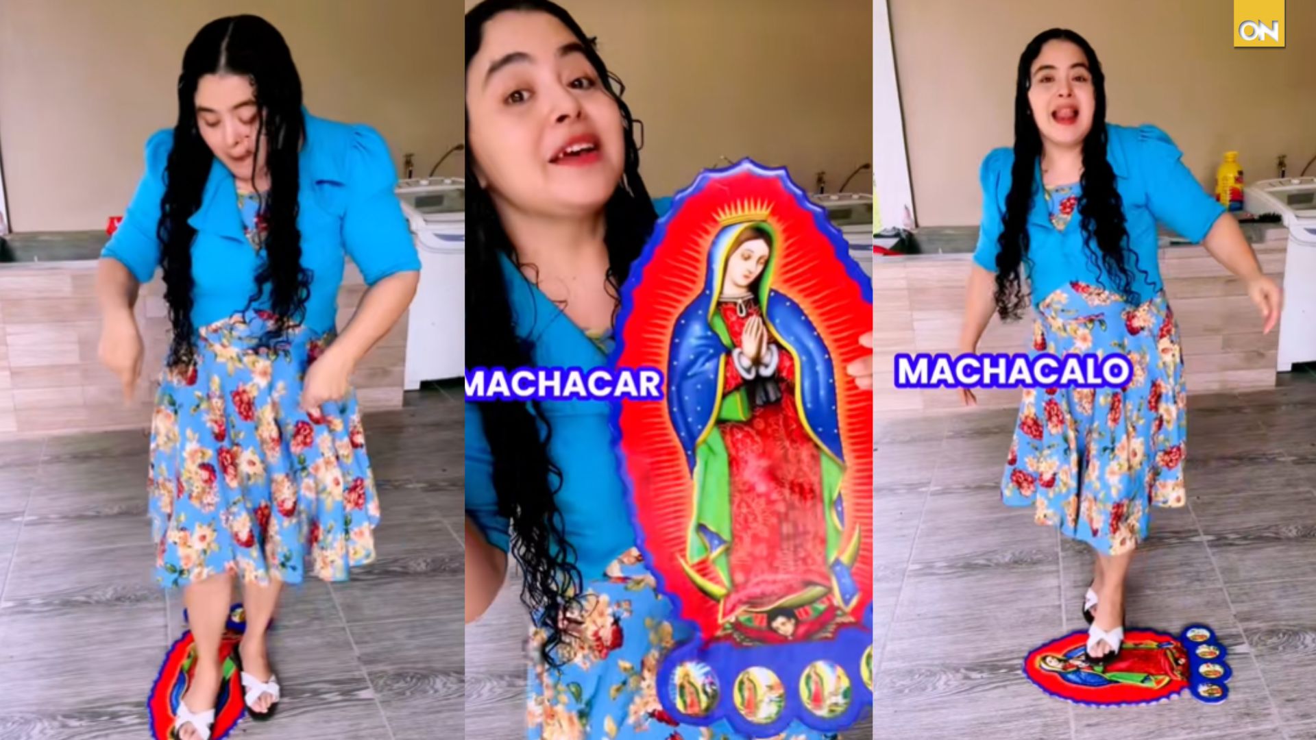 mujer pisoteando Virgen