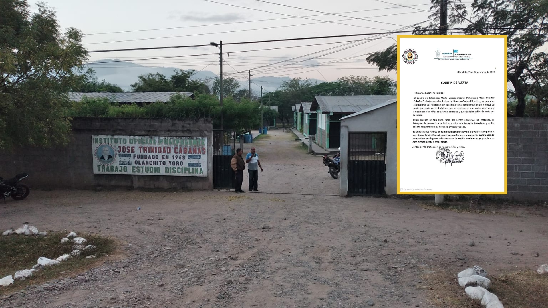 Alerta en Instituto José Trinidad Cabañas de Olanchito, Yoro por intentos de rapto a estudiantes
