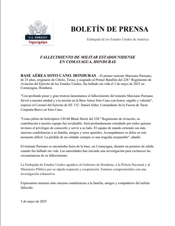 Revelan identidad de los sospechosos implicados en la muerte del militar estadounidense Angelo Parisano