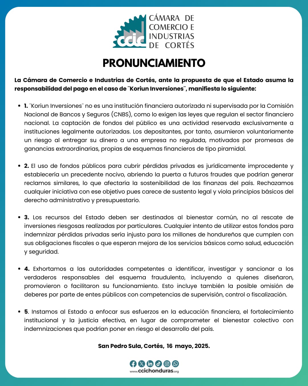 Koriun Inversiones Socios de Koriun en Choloma continúan entregando documentación para recuperar su inversión