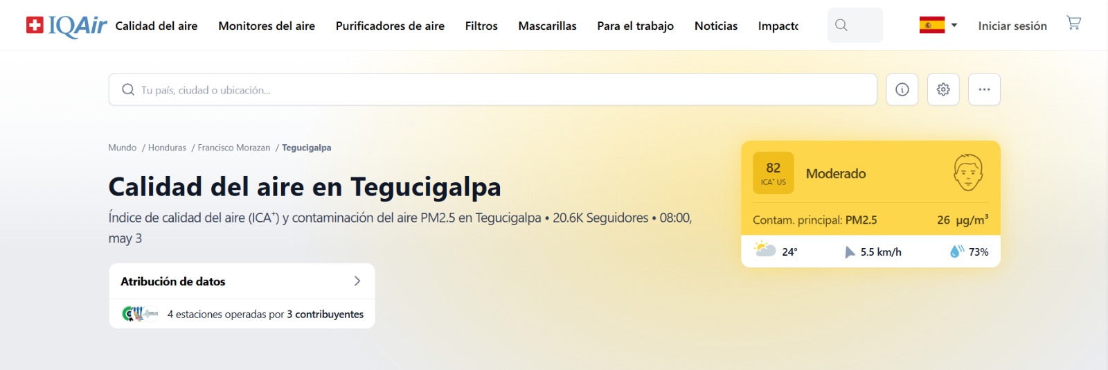 calidad de aire en tegucigalpa