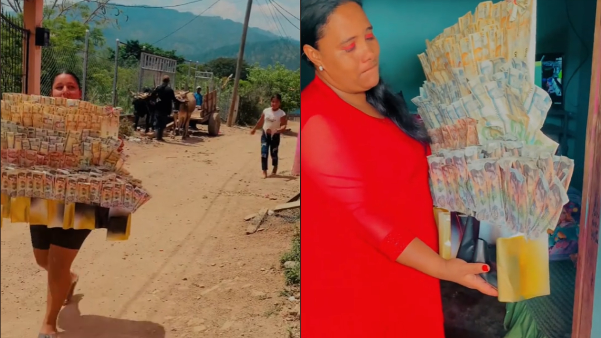 hondureña regala enorme arreglo de dinero a su madre por haberla criado sola y se vuelve viral