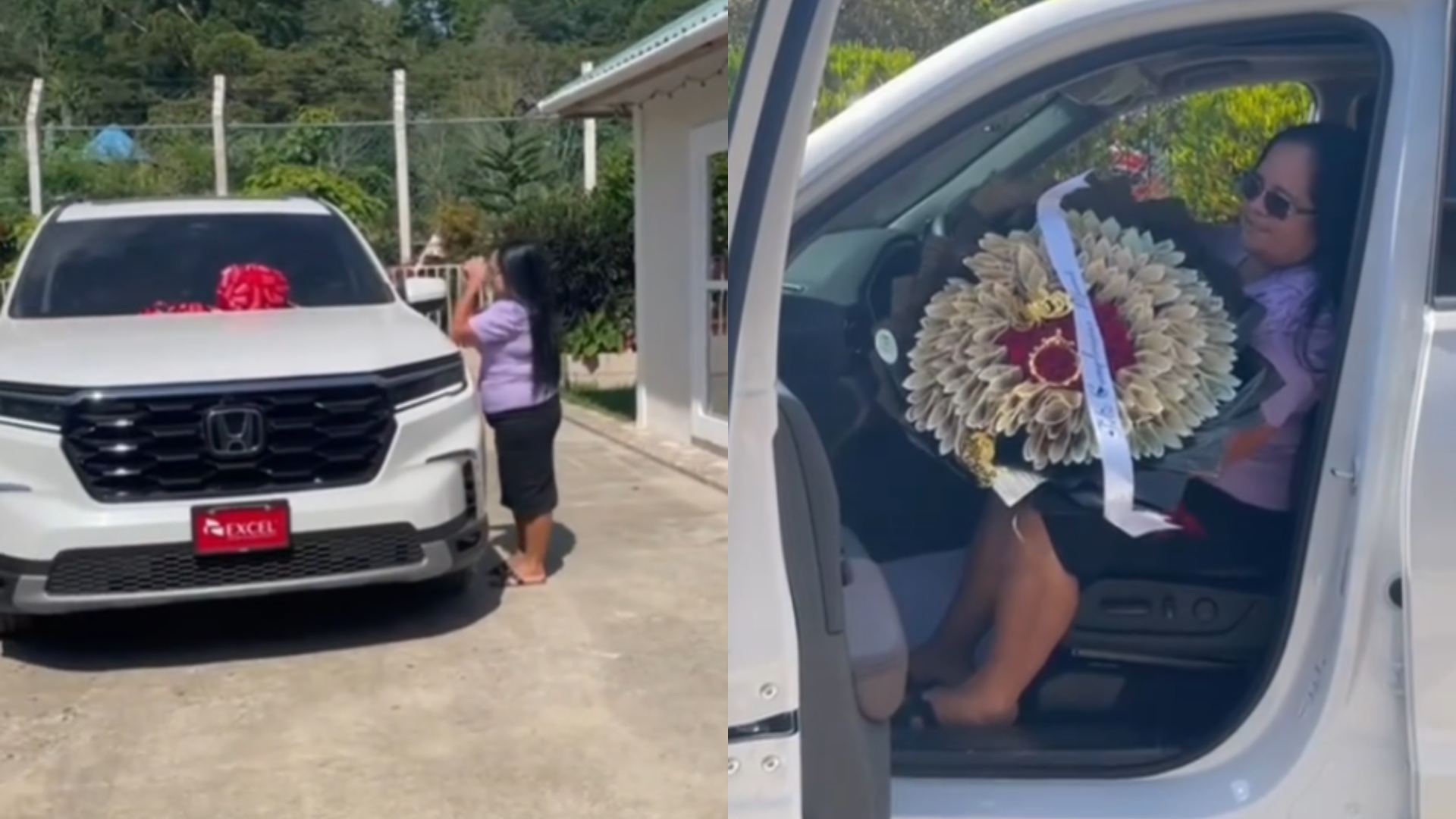 hondureño sorprende a su madre en Honduras con una lujosa camioneta y se vuelve viral