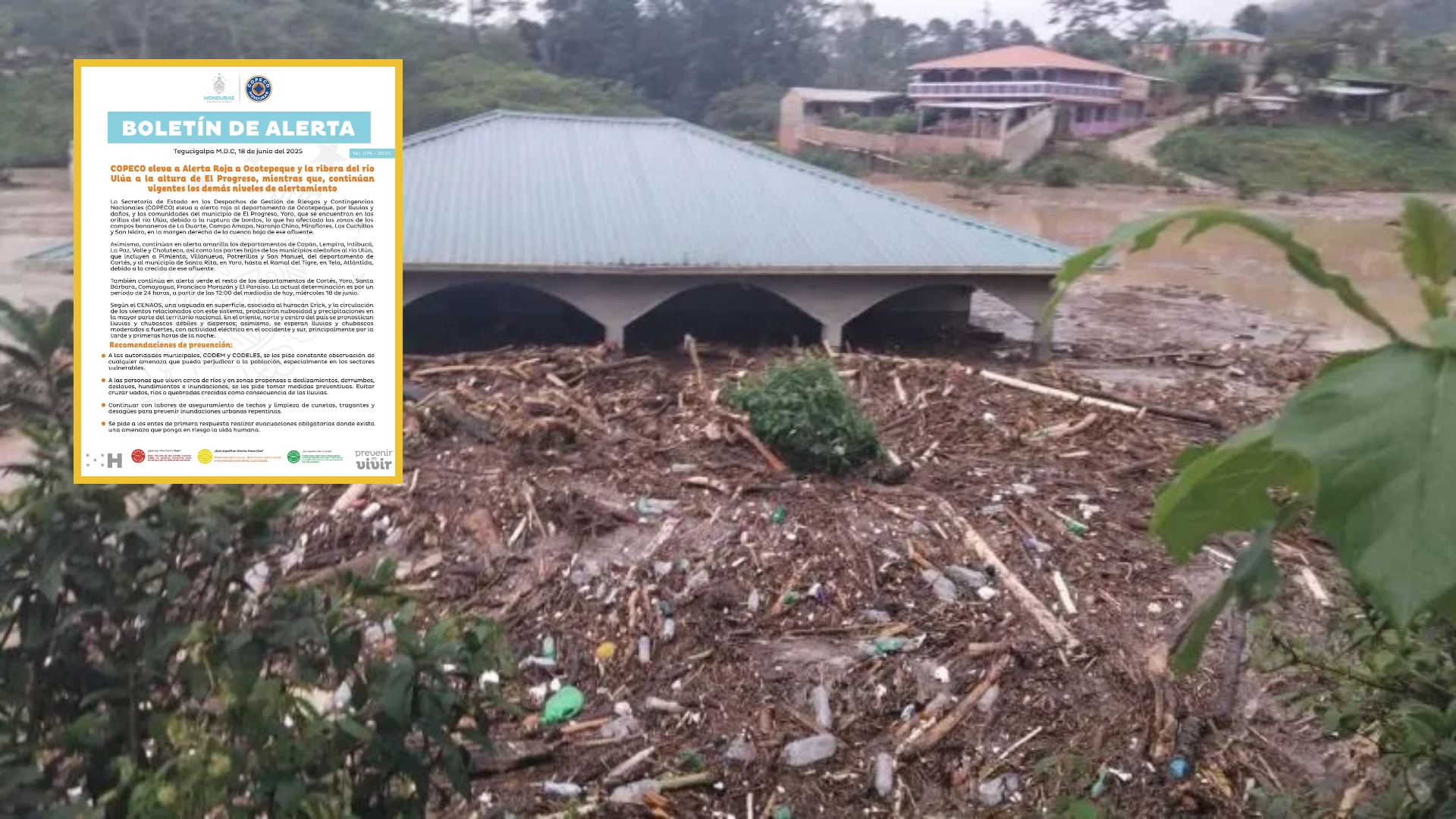 Copeco eleva a alerta roja a un departamento y varias zonas de Honduras por intensas lluvias