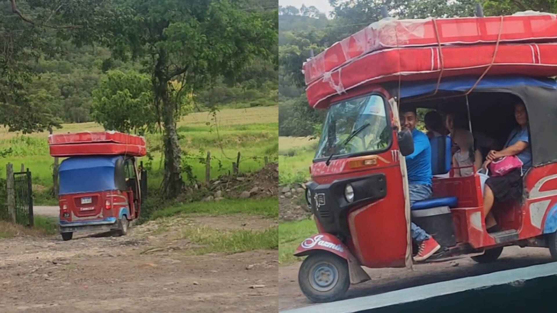 “Arregló los bojotes y se fue”: familia hondureña se muda en mototaxi y causa sensación en redes