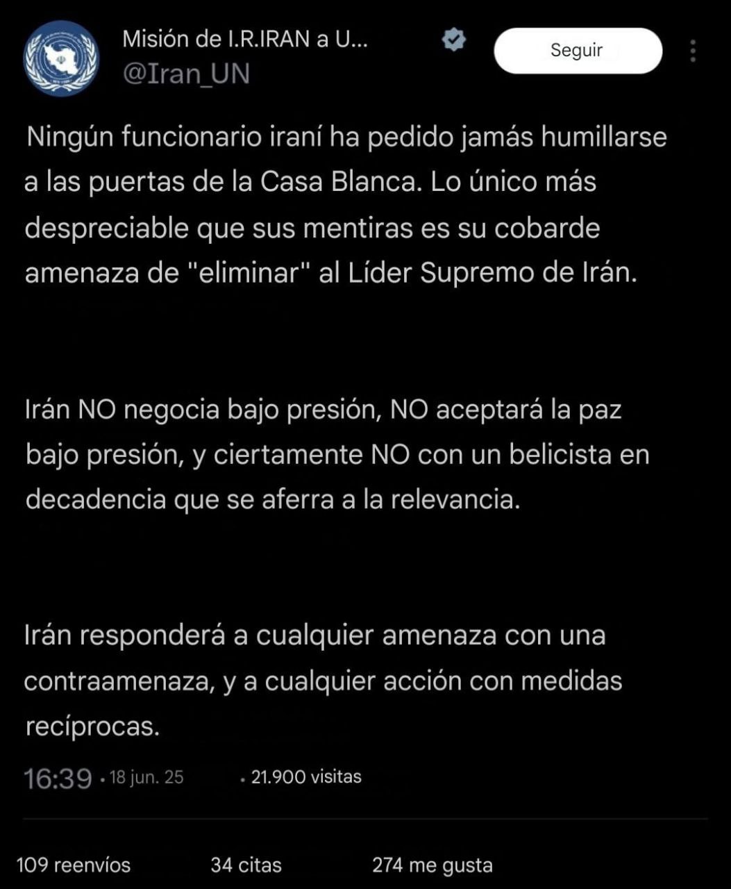 Irán responde con dureza a Trump: lo califica de “mentiroso y cobarde” tras amenazas en redes