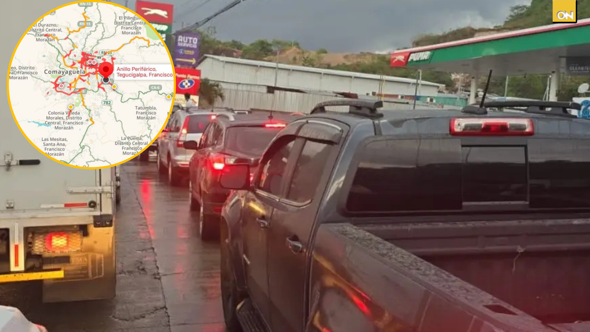 Lluvias provocan bastante tráfico Tegucigalpa