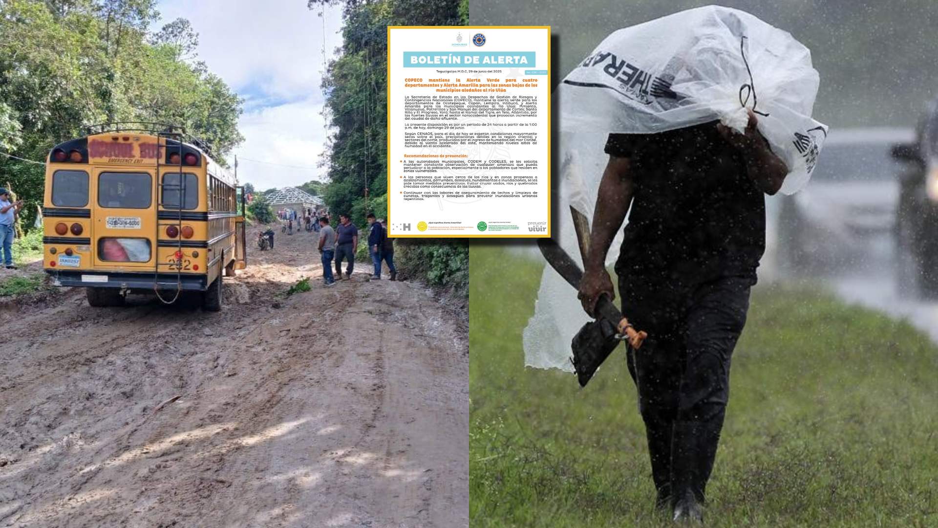 Se mantiene alerta verde para cuatro departamentos y varios municipios en amarilla ante efectos de lluvias en Honduras