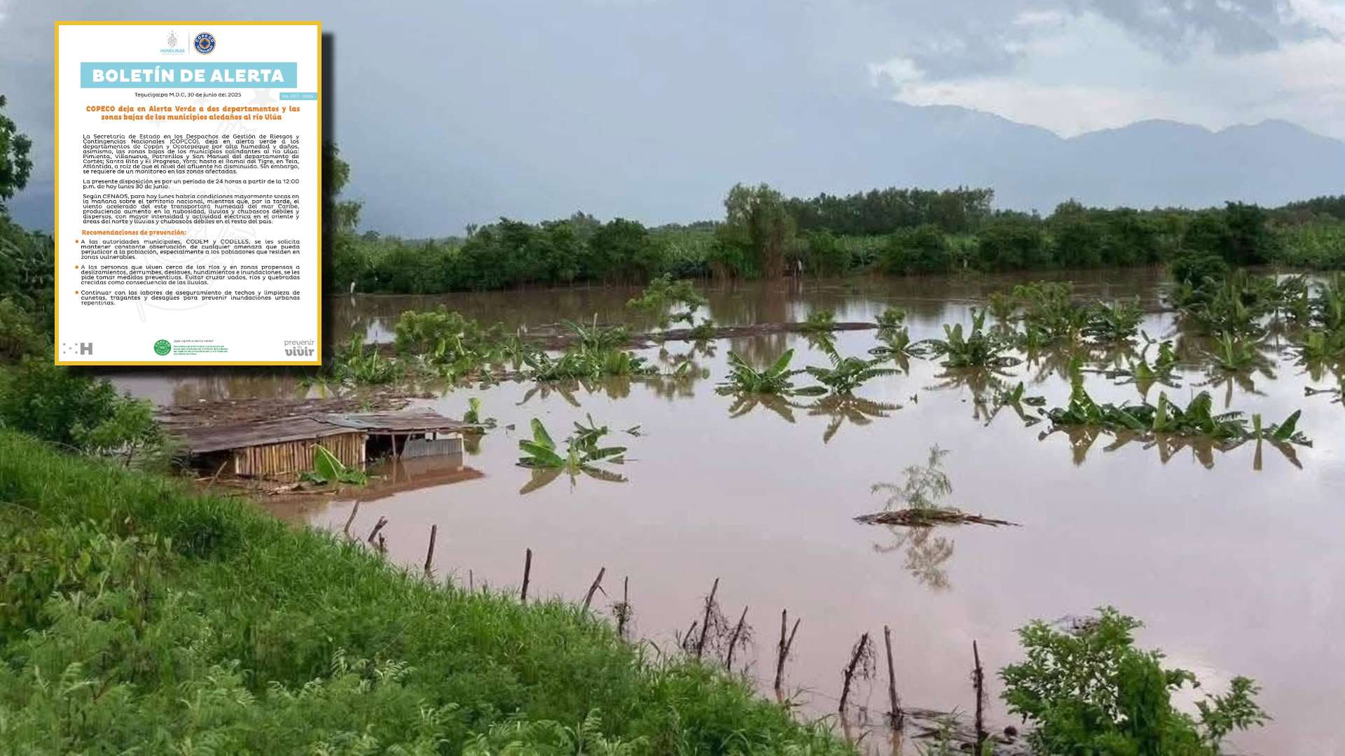 Alerta verde para dos departamentos y municipios de Honduras