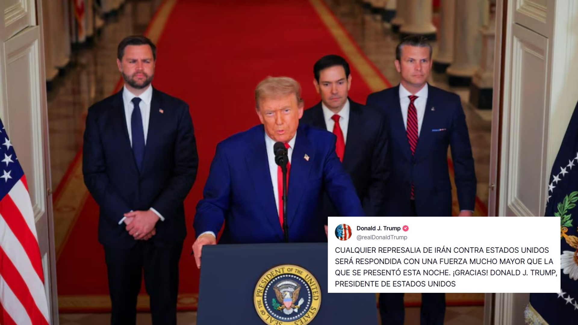 Irán ataque Estados Unidos reacción Donald Trump