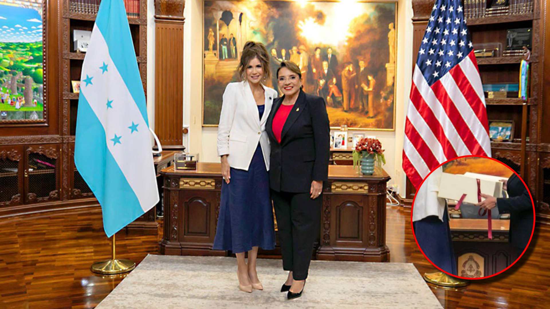 Este fue el regalo que presidenta Xiomara Castro le dio a funcionaria estadounidense Kristi Noem