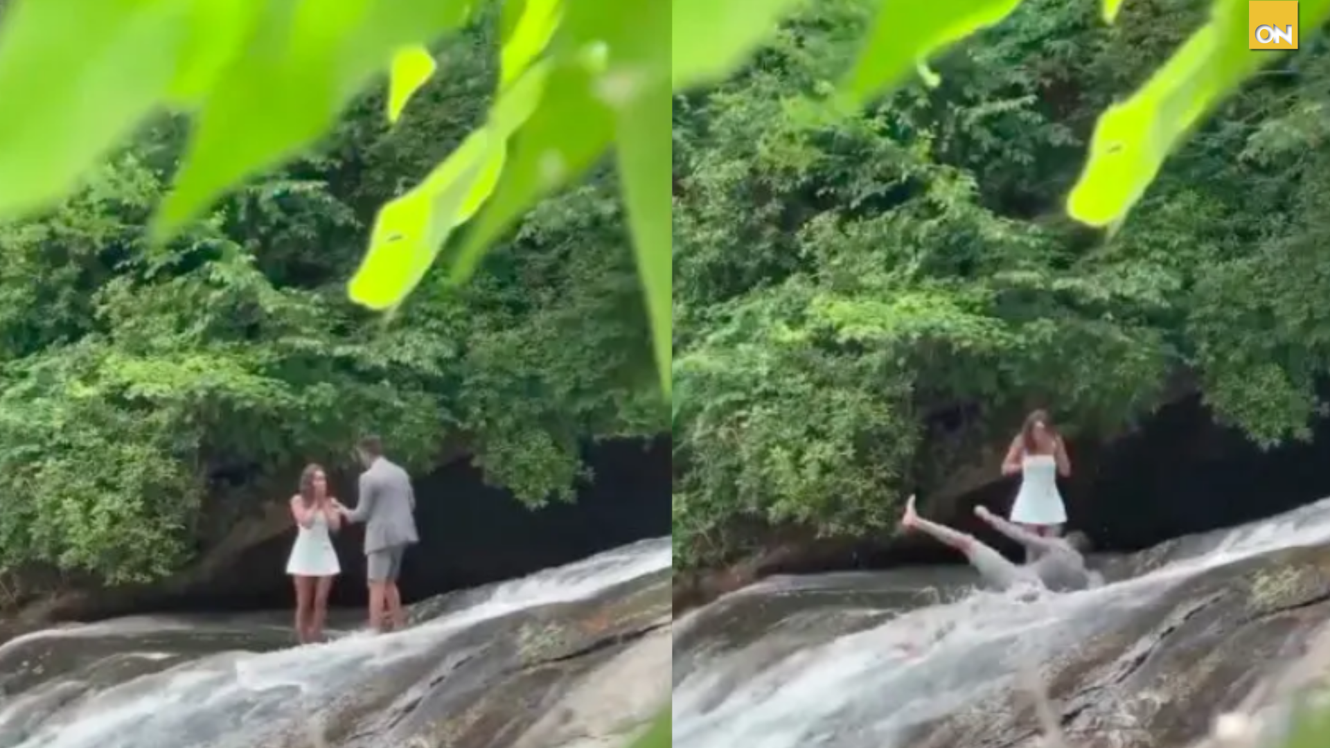 Video l Joven es arrastrado por una cascada mientras intentaba pedir matrimonio