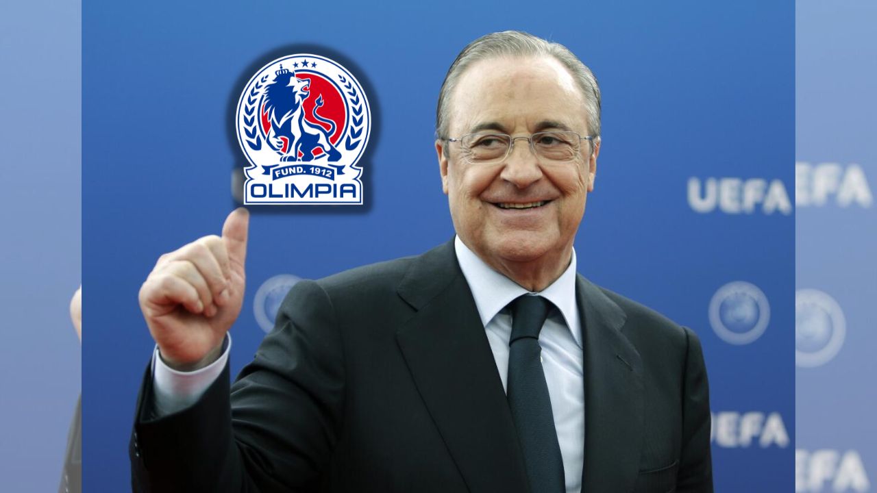 Entre campeones! Florentino Pérez recibe y luce la camisa de Olimpia | HRN