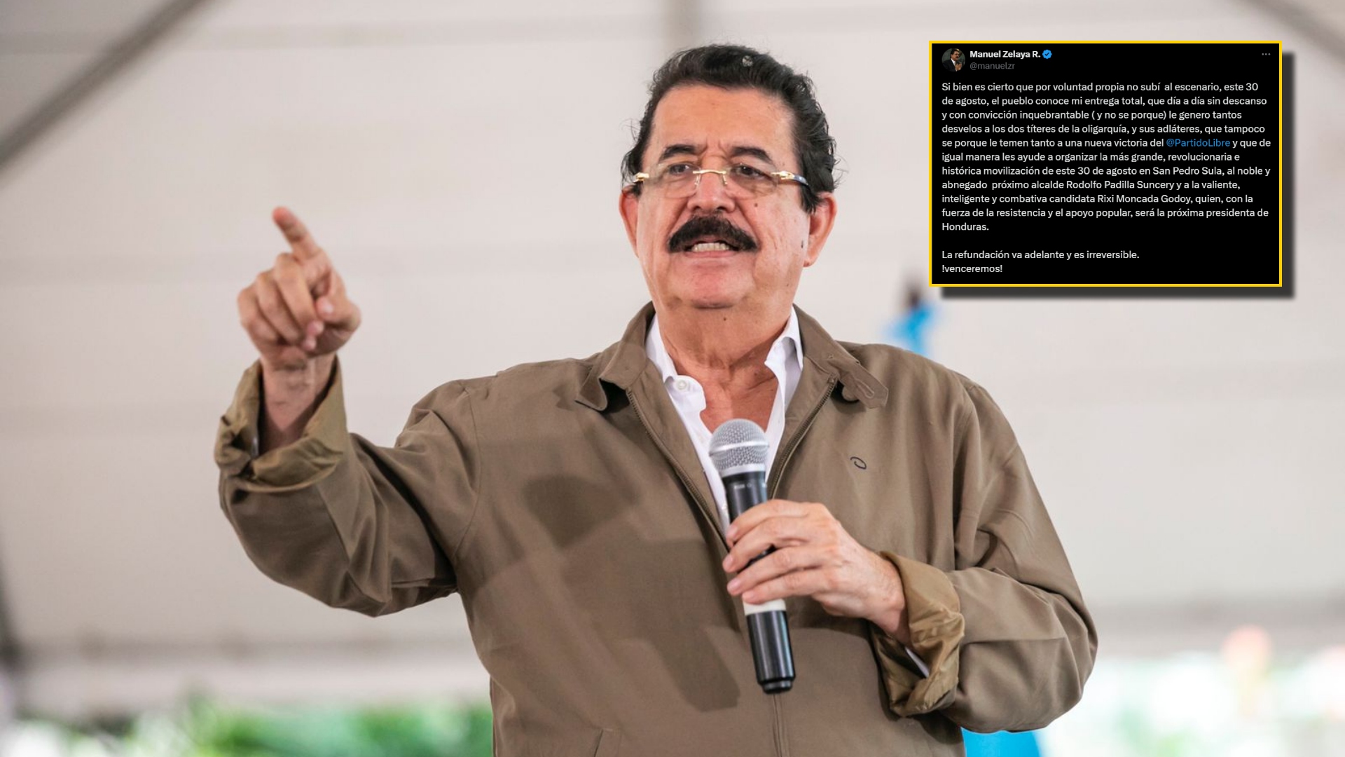 Mel Zelaya envía mensaje después de la movilización de Libre en SPS