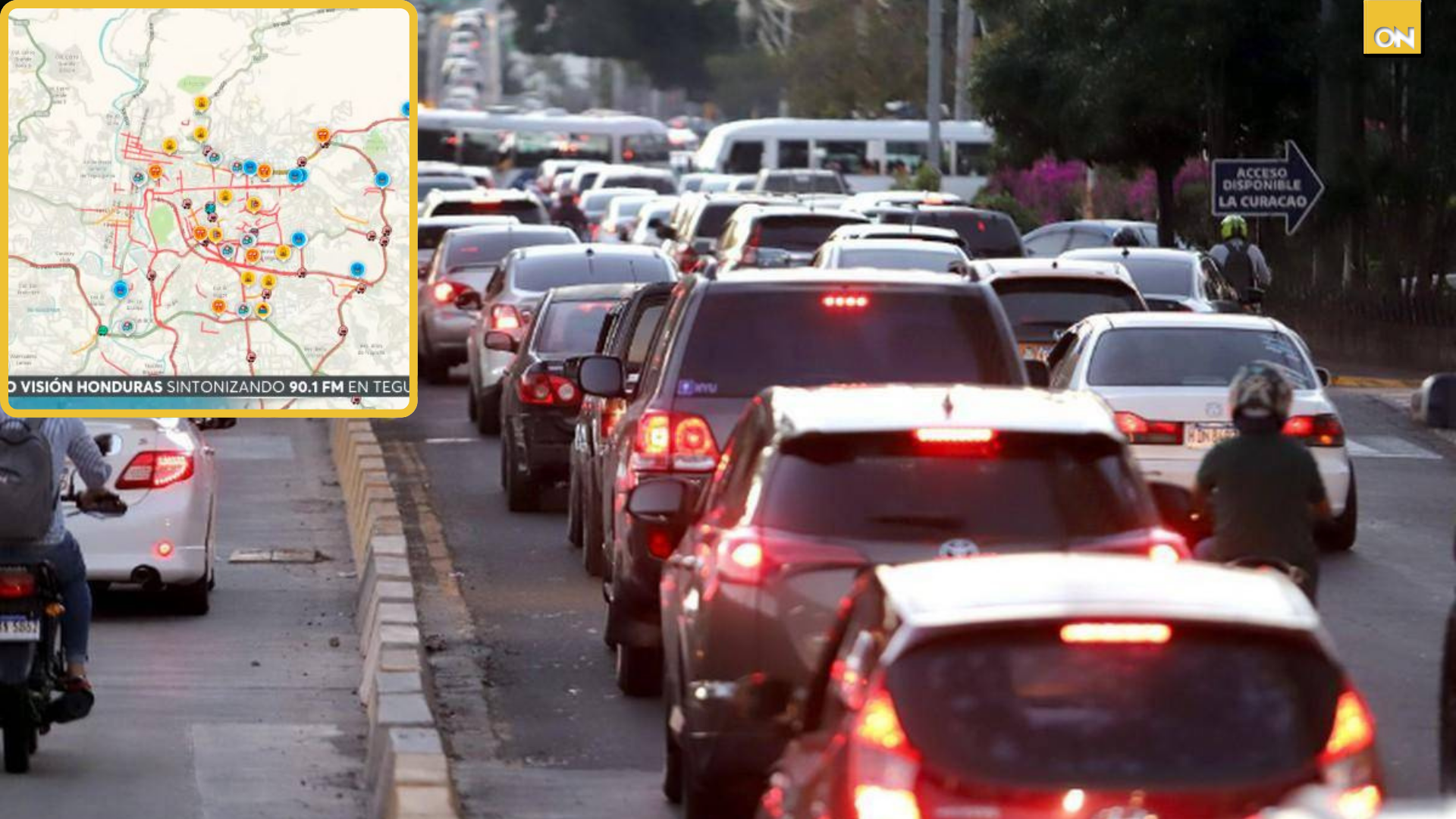 Tráfico colapsado en Tegucigalpa