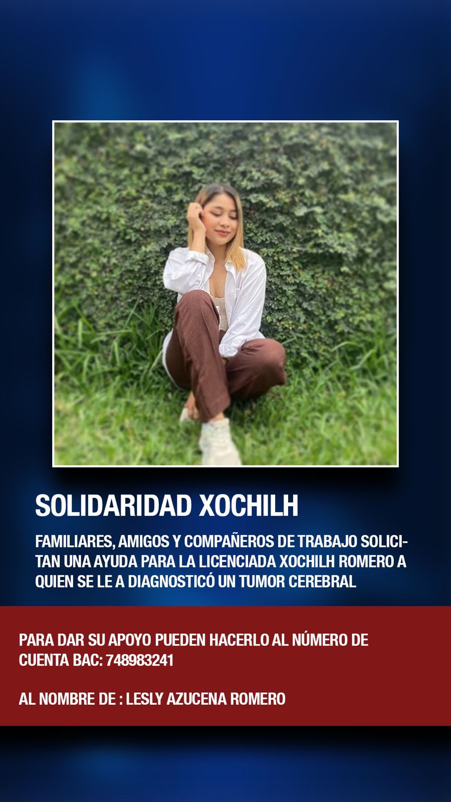 Familiares piden apoyo para la periodista Xochilh Romero diagnosticada con un tumor cerebral