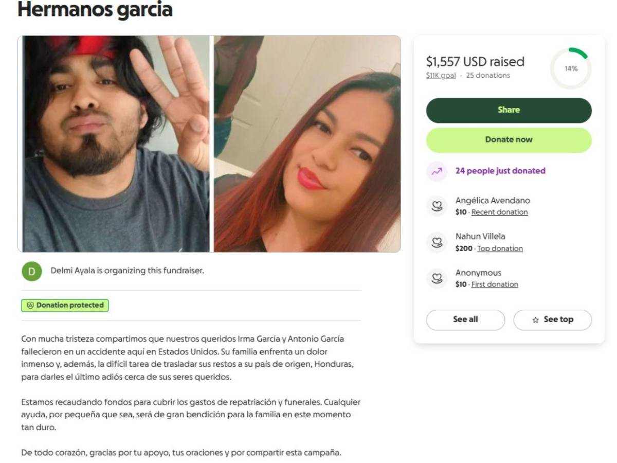 hermanos hondureños mueren en un accidente de tránsito