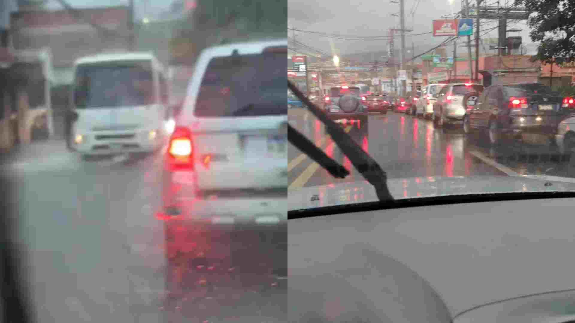 Fuertes lluvias azotan Tegucigalpa dejando calles inundadas y fuerte tráfico