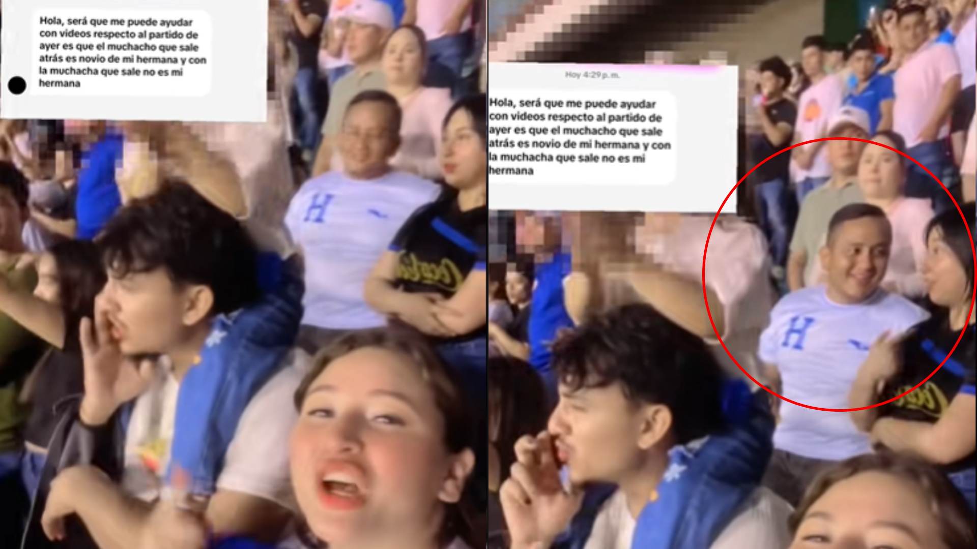 Hondureña capta supuesta infidelidad en el estadio de San Pedro Sula y se vuelve viral en TikTok