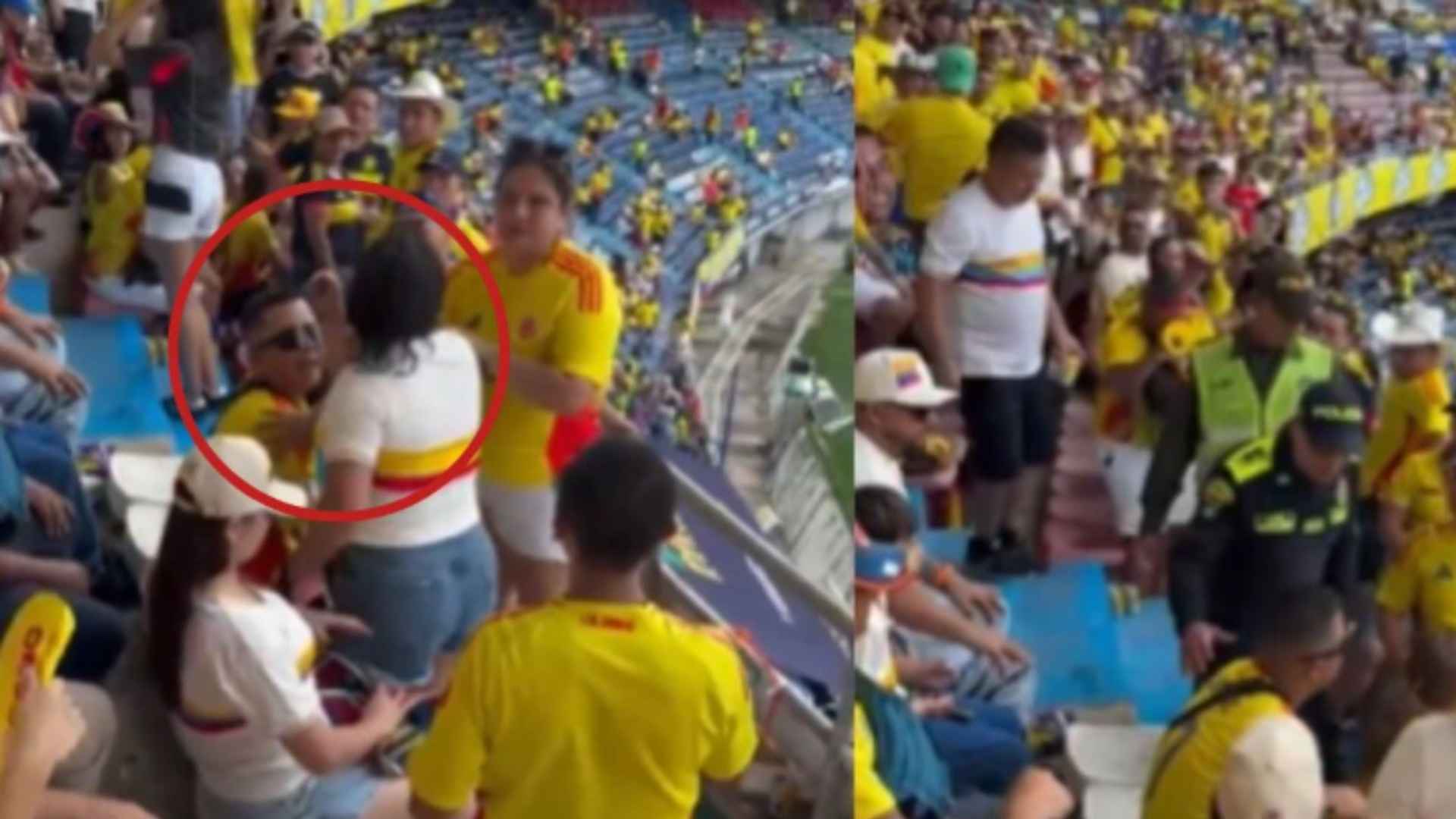 VIDEO: Mujer enfrenta a su esposo tras hallarlo con la amante en un partido de fútbol