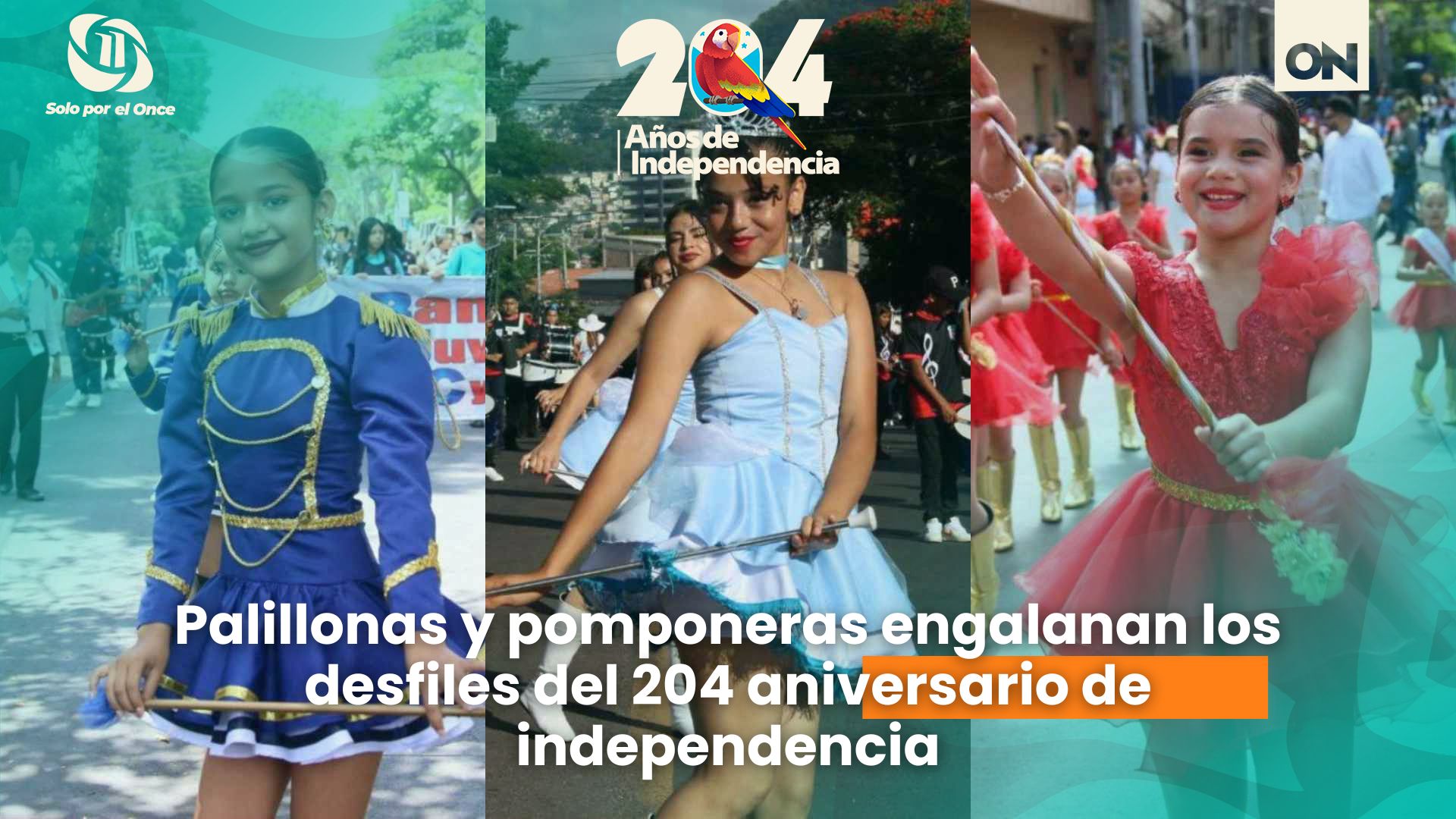 Niñas palillonas y pomponeras engalanan los desfiles del 204 aniversario de independencia de Honduras