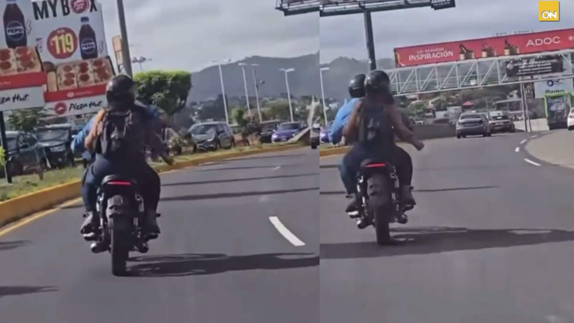 Ni la carretera los detuvo: pareja se pelea en plena vía pública en motocicleta