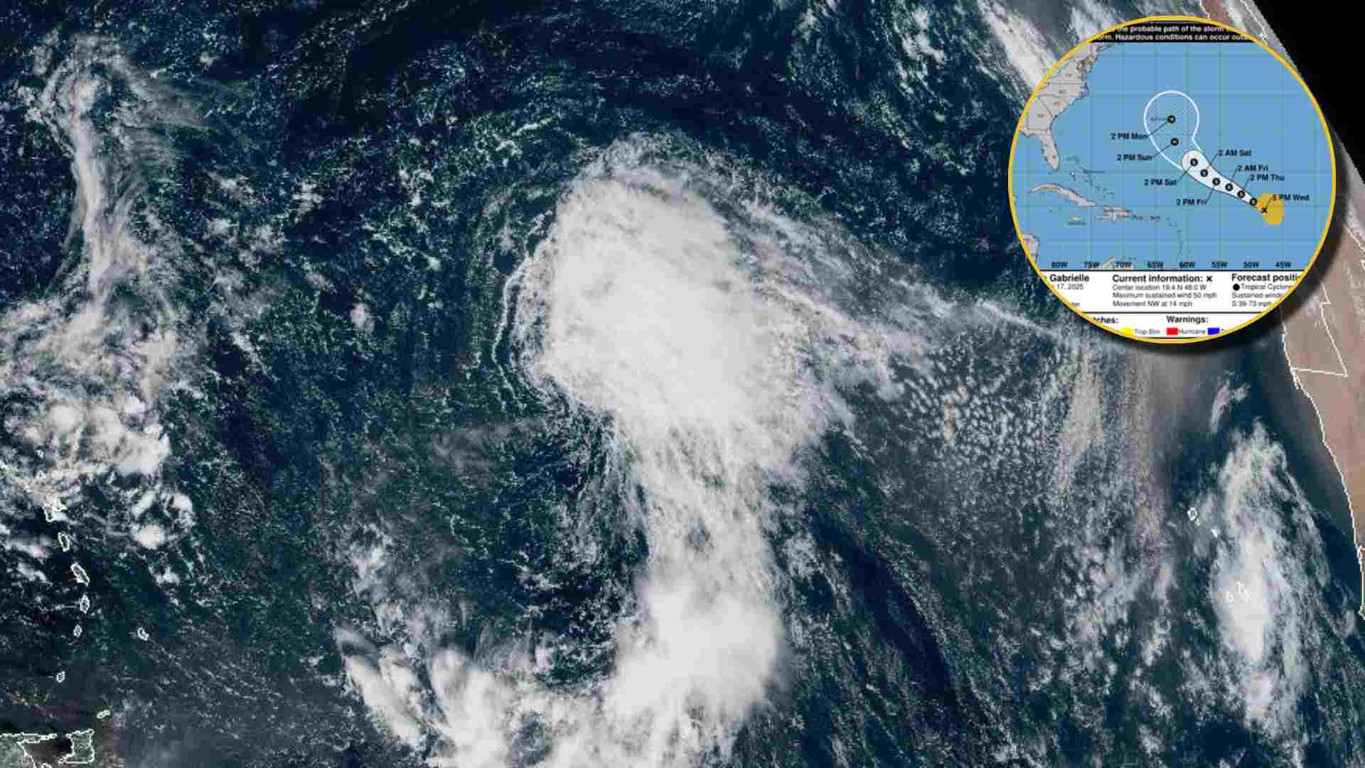 Tormenta tropical Gabrielle en el Atlántico podría convertirse en huracán