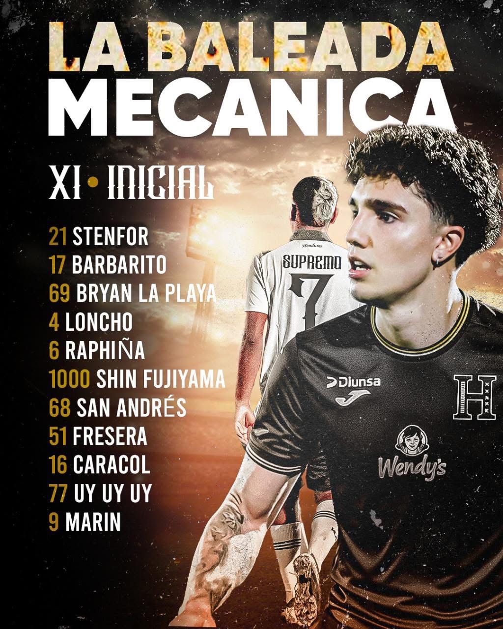 Selección de Tiktokers de Honduras: 11 titular ante Nicaragua