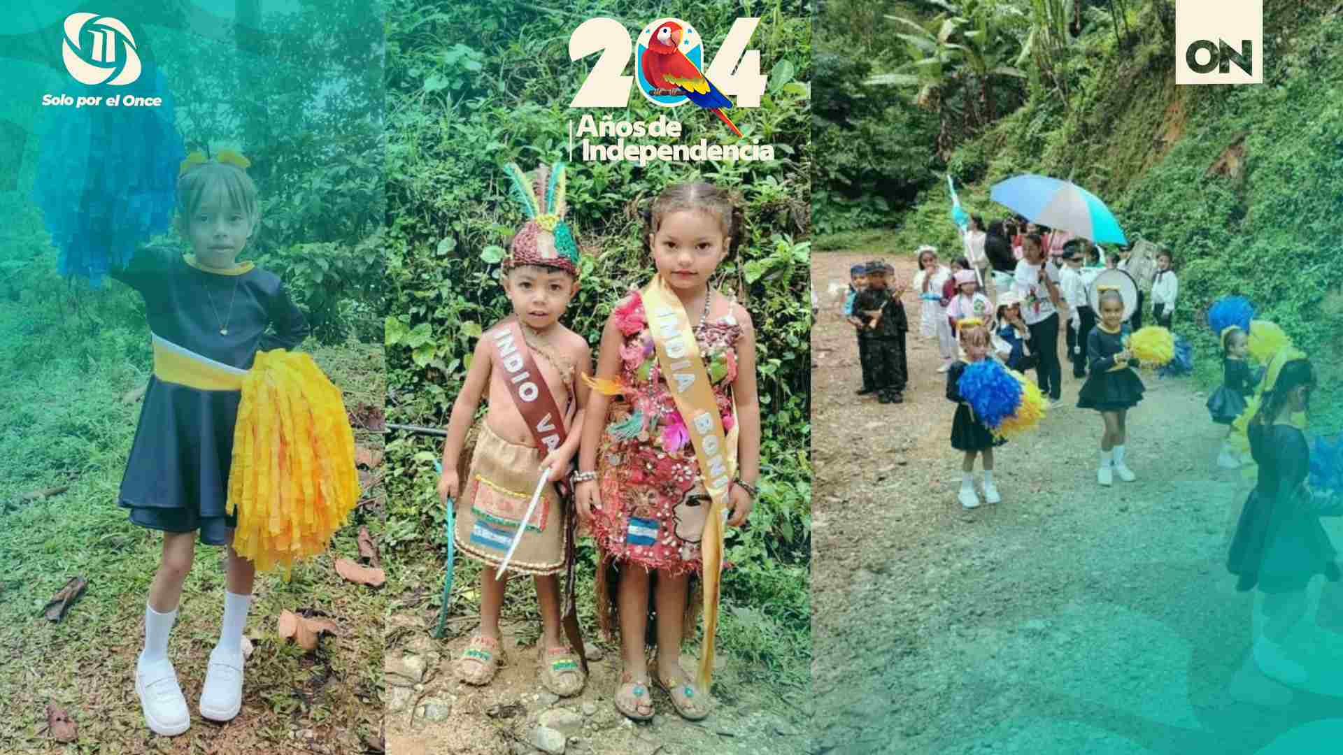 niños desfilan calles de tierra honduras