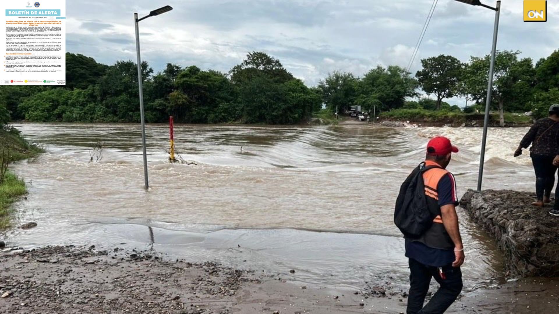 Copeco mantiene alerta roja en cuatro municipios y amarilla en nueve departamentos por fuertes lluvias