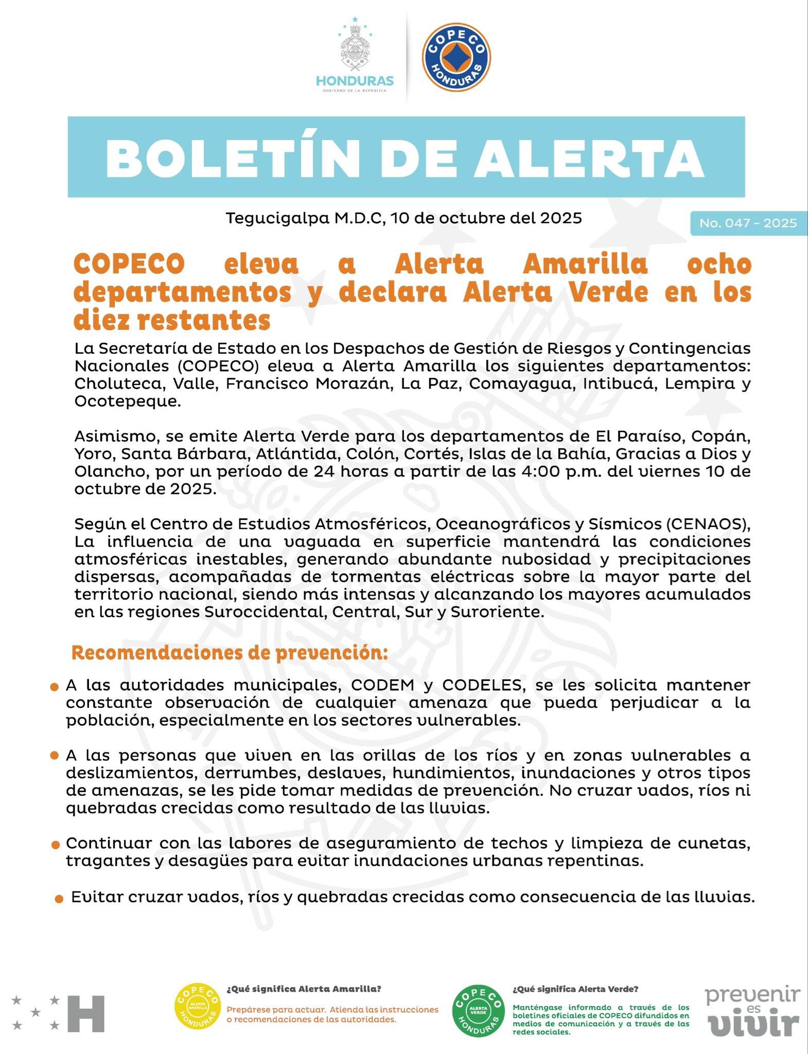 alertas en Honduras por lluvias
