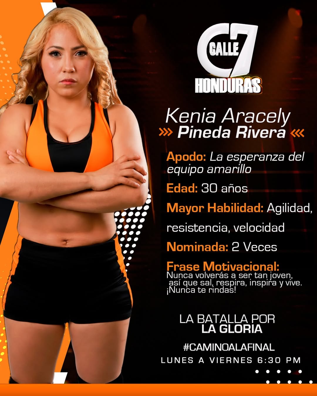Kenia Pineda, la hondureña que busca ser tricampeona en Calle 7 Honduras