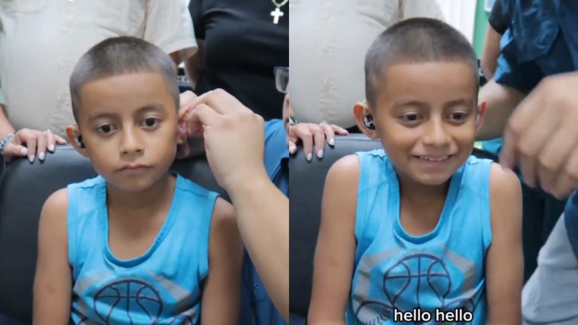 Muestran conmovedor momento de niño hondureño con discapacidad auditiva escuchando con prótesis por primera vez