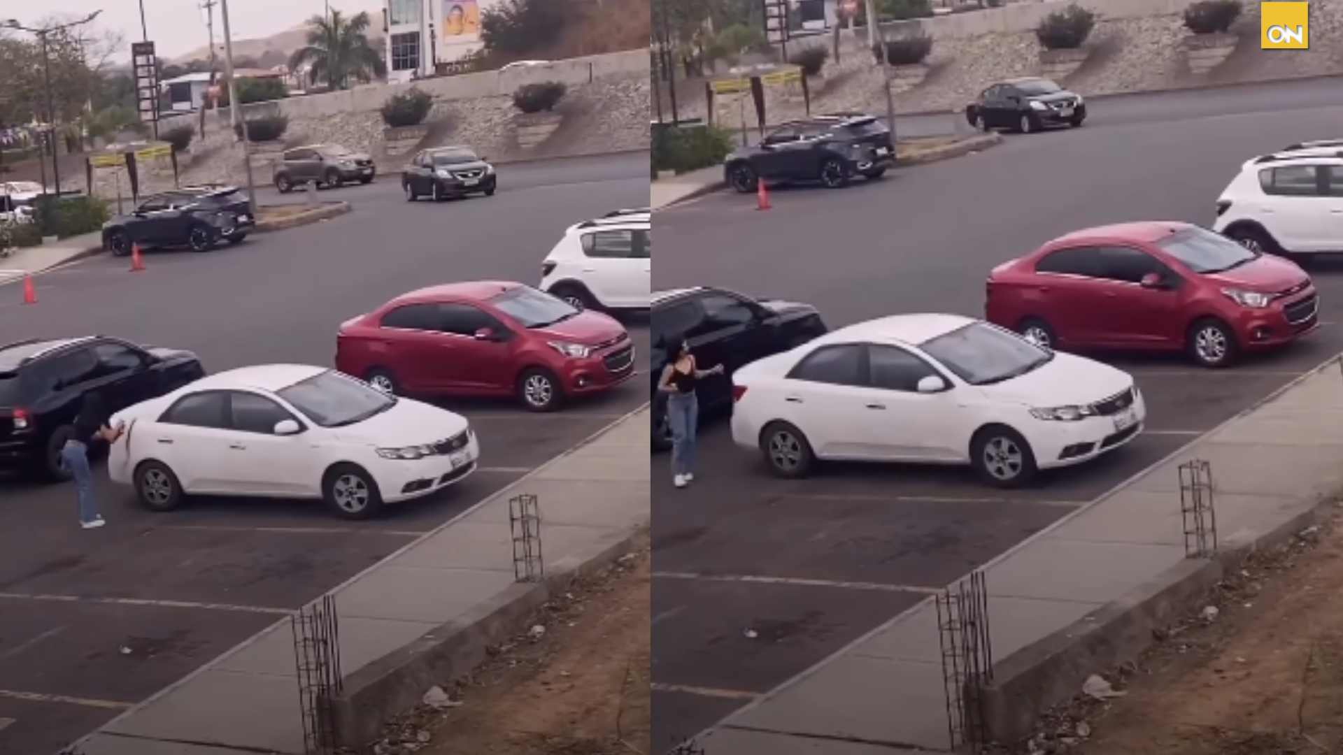 “Traidor maldit*”: Graban a mujer dañando el carro de su ex por un supuesto engaño amoroso