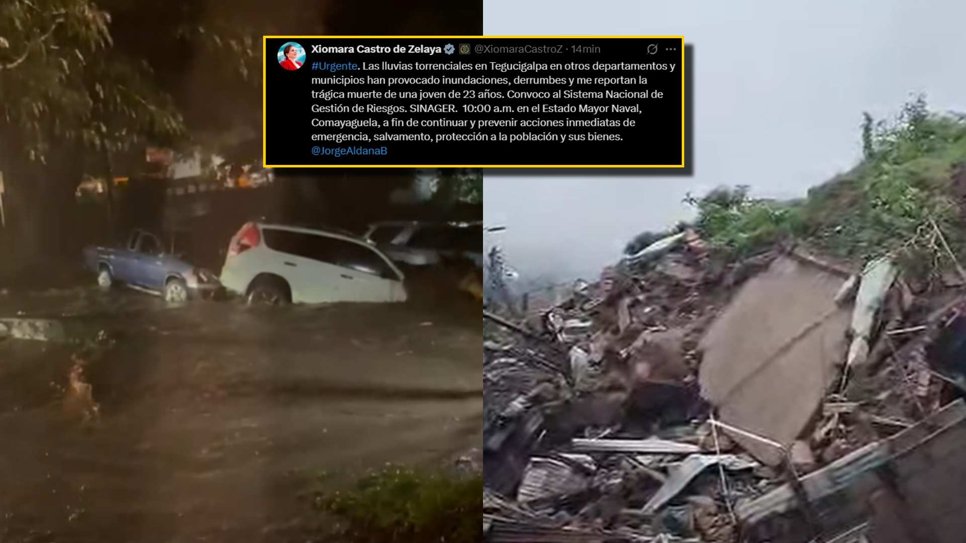 Presidenta Xiomara Castro convoca a reunión de emergencia con SINAGER y el alcalde Jorge Aldana tras