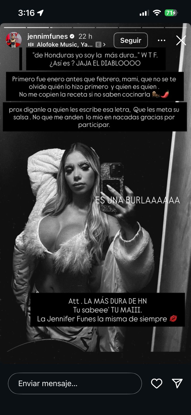Jennifer Funes arremete contra Milagro Flores por nueva canción que usa el apodo “La más dura”