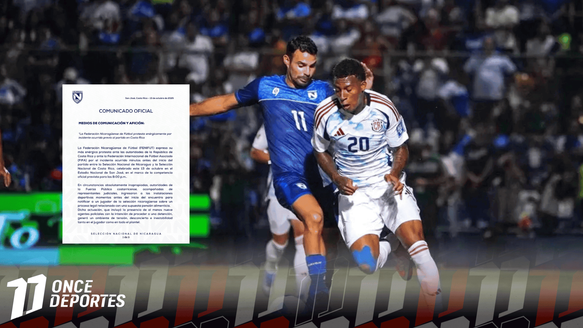 FENIFUT denuncia a Costa Rica ante FIFA por polémico incidente en Eliminatorias