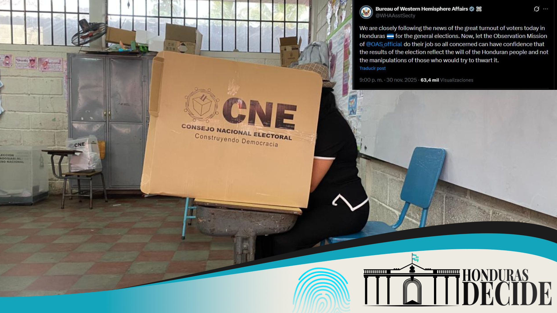 Oficina de Asuntos del Hemisferio Occidental asegura seguir de cerca las elecciones generales de Honduras