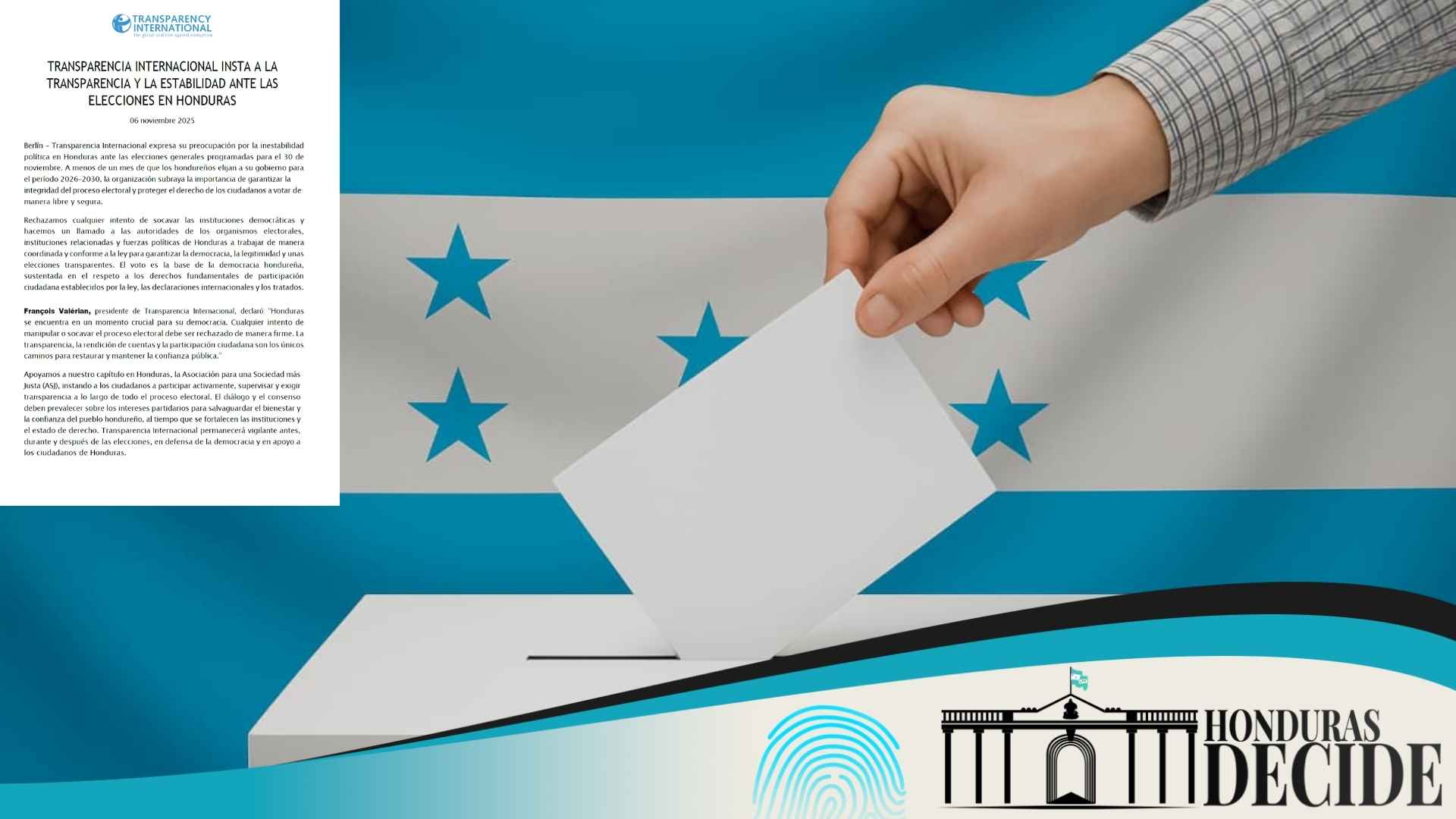 Transparencia Internacional advierte sobre crisis política en Honduras