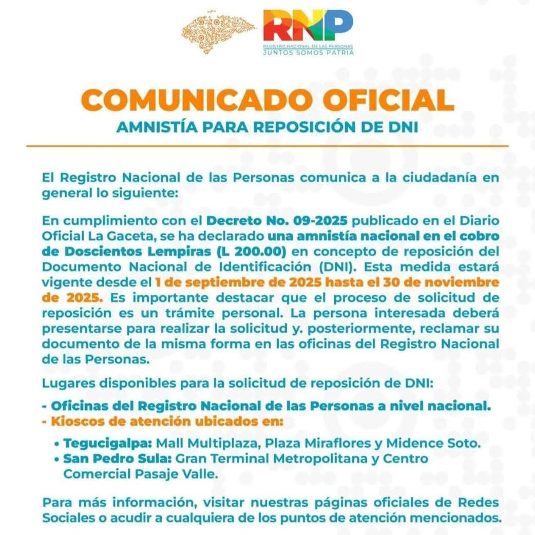 Amnistía nacional DNI RNP anuncia amnistía nacional para reposición del DNI en todo el país