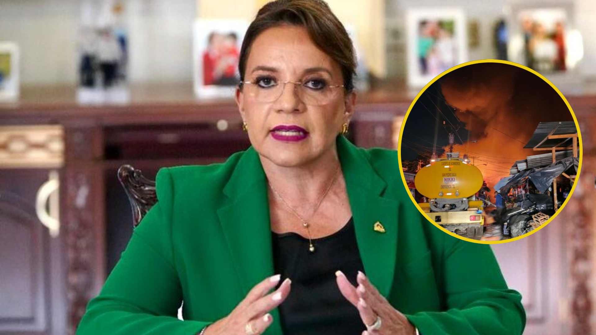 Xiomara Castro promete inicio de reconstrucción tras devastador incendio en el Mercado Medina de San Pedro Sula