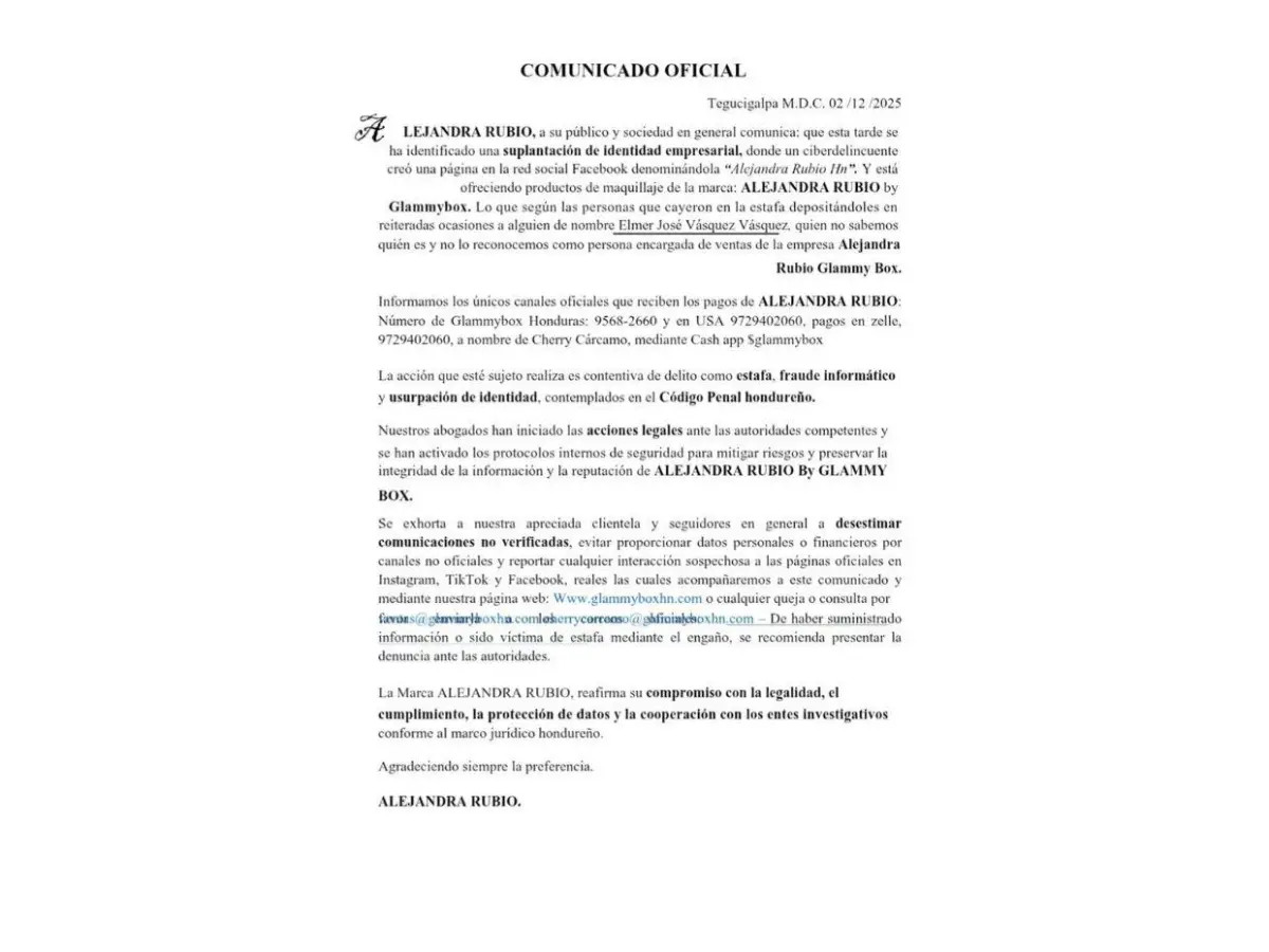 Crean perfil falso de Alejandra Rubio para fraudes ¿Habrá sanciones legales?