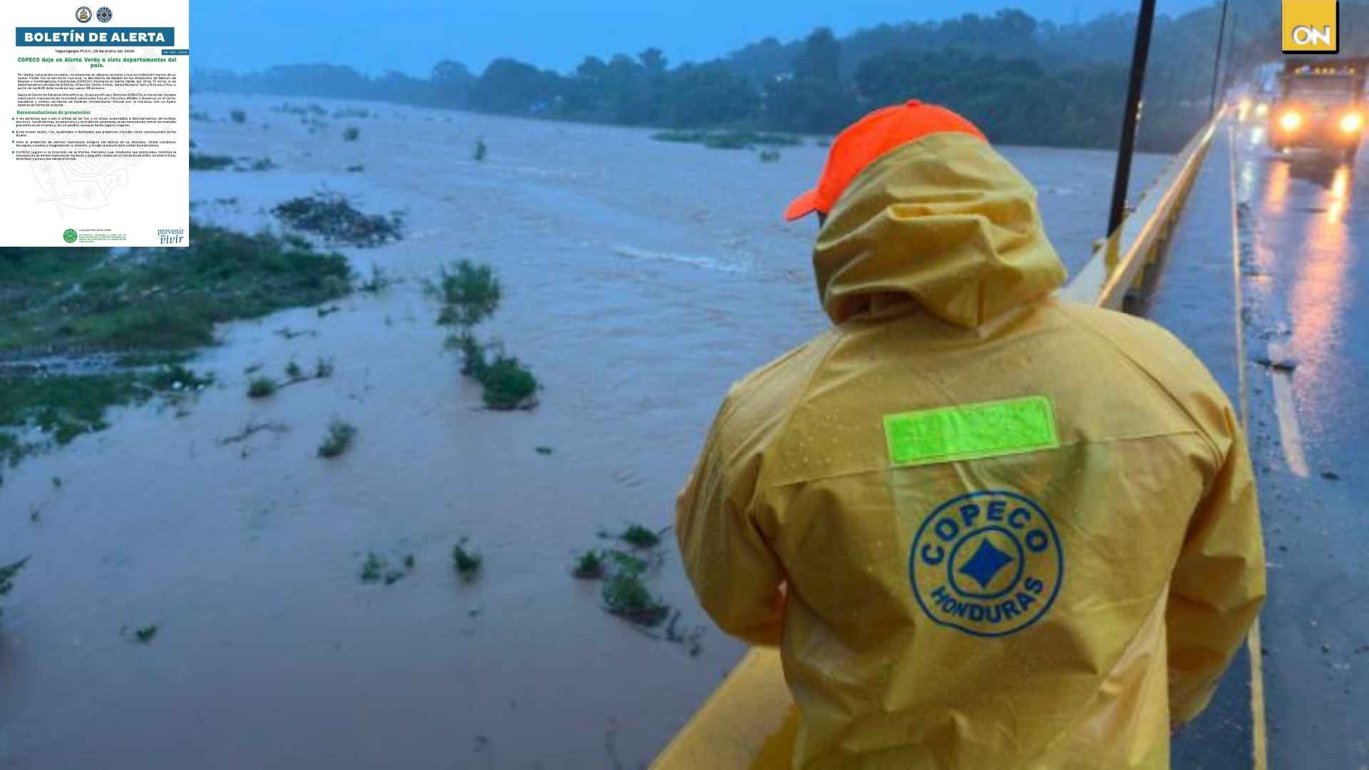 Copeco mantiene alerta verde en siete departamentos por 72 horas