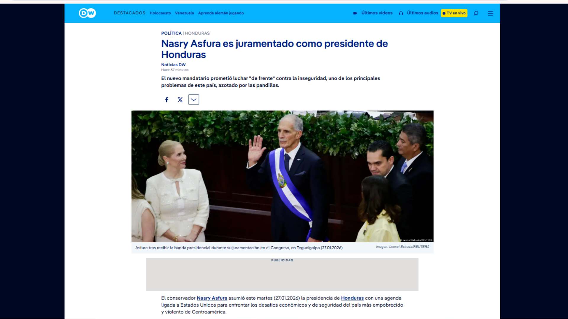 FOTOS: Así informa el mundo la llegada de Nasry Asfura a la presidencia en Honduras
