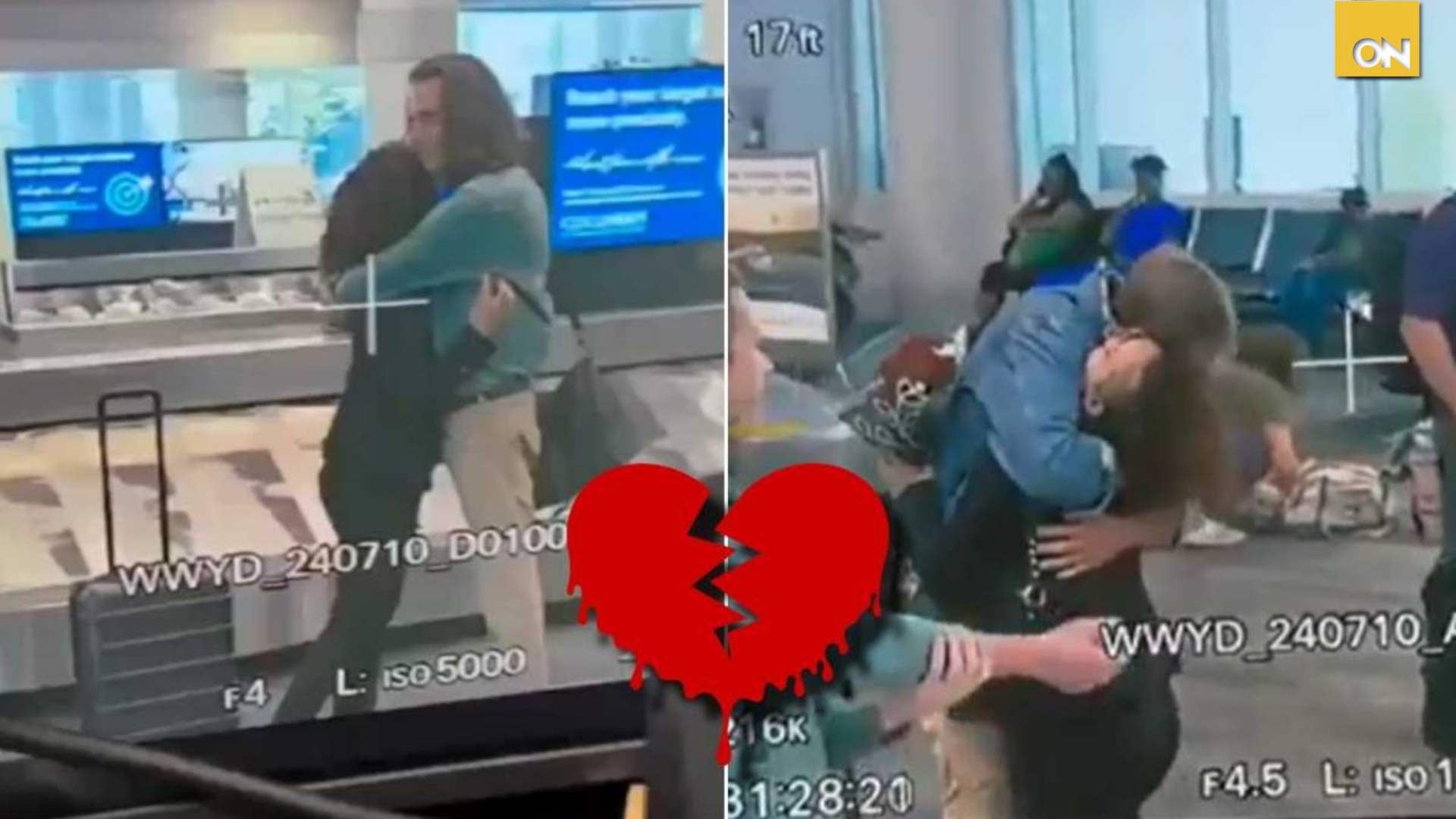 Video| Mujer se despide de su novio en aeropuerto y aparece su esposo