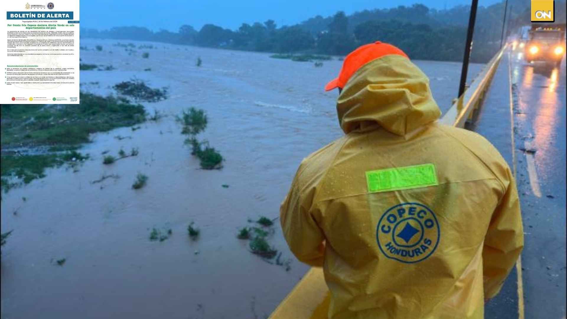 Copeco declara alerta verde en seis departamentos por ingreso de frente frío