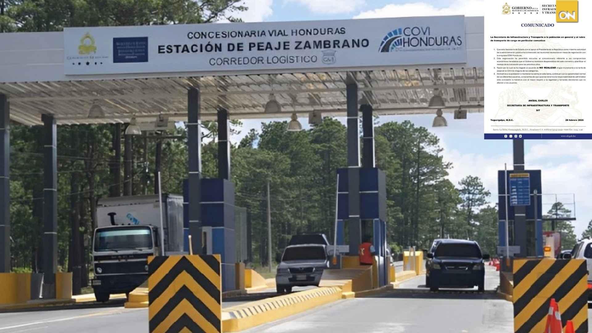 Esto es lo que anuncia el Gobierno de Honduras referente al aumento de peaje en la CA-5