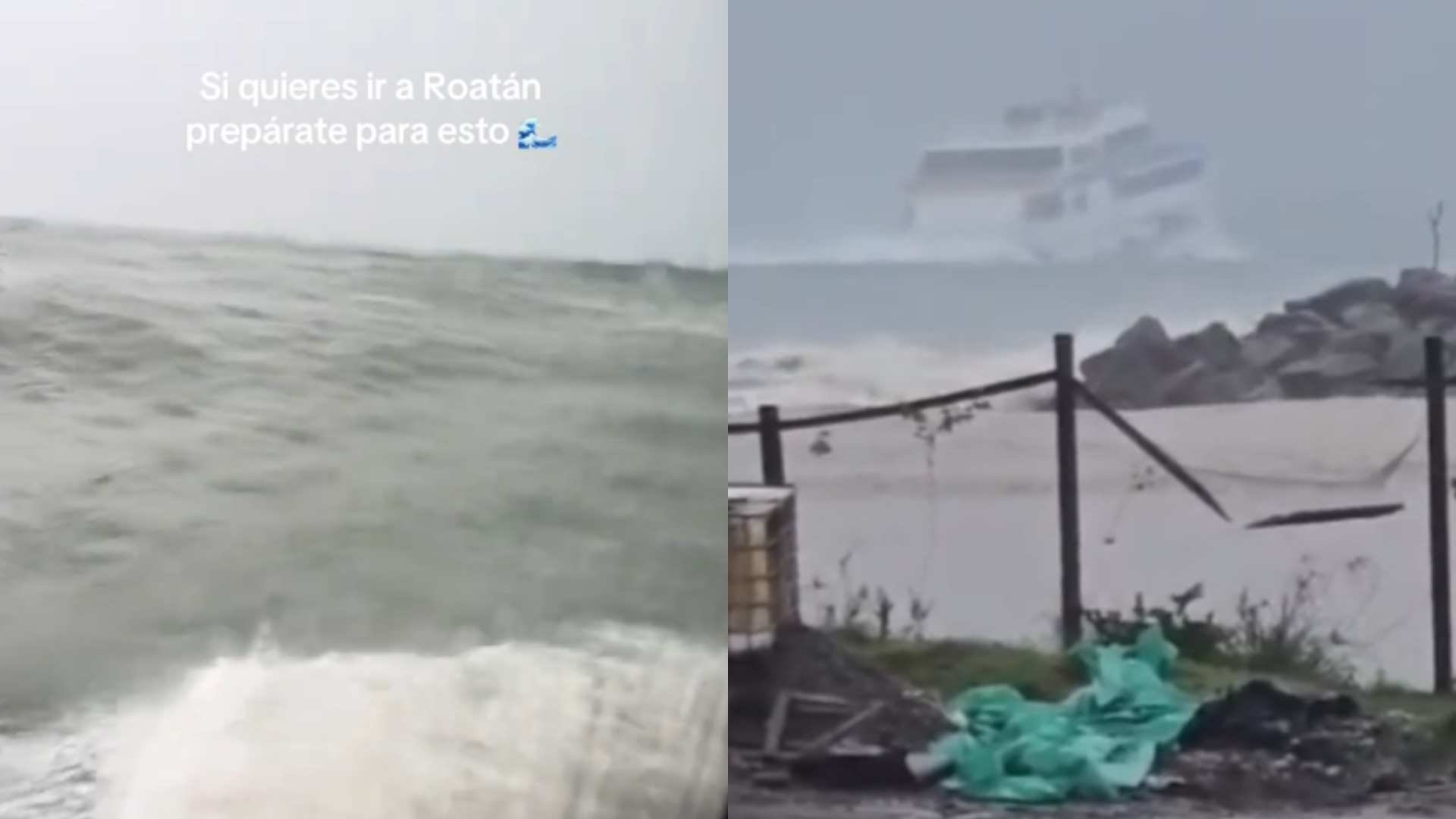 Videos muestran ferry sacudido por fuerte oleaje en Roatán