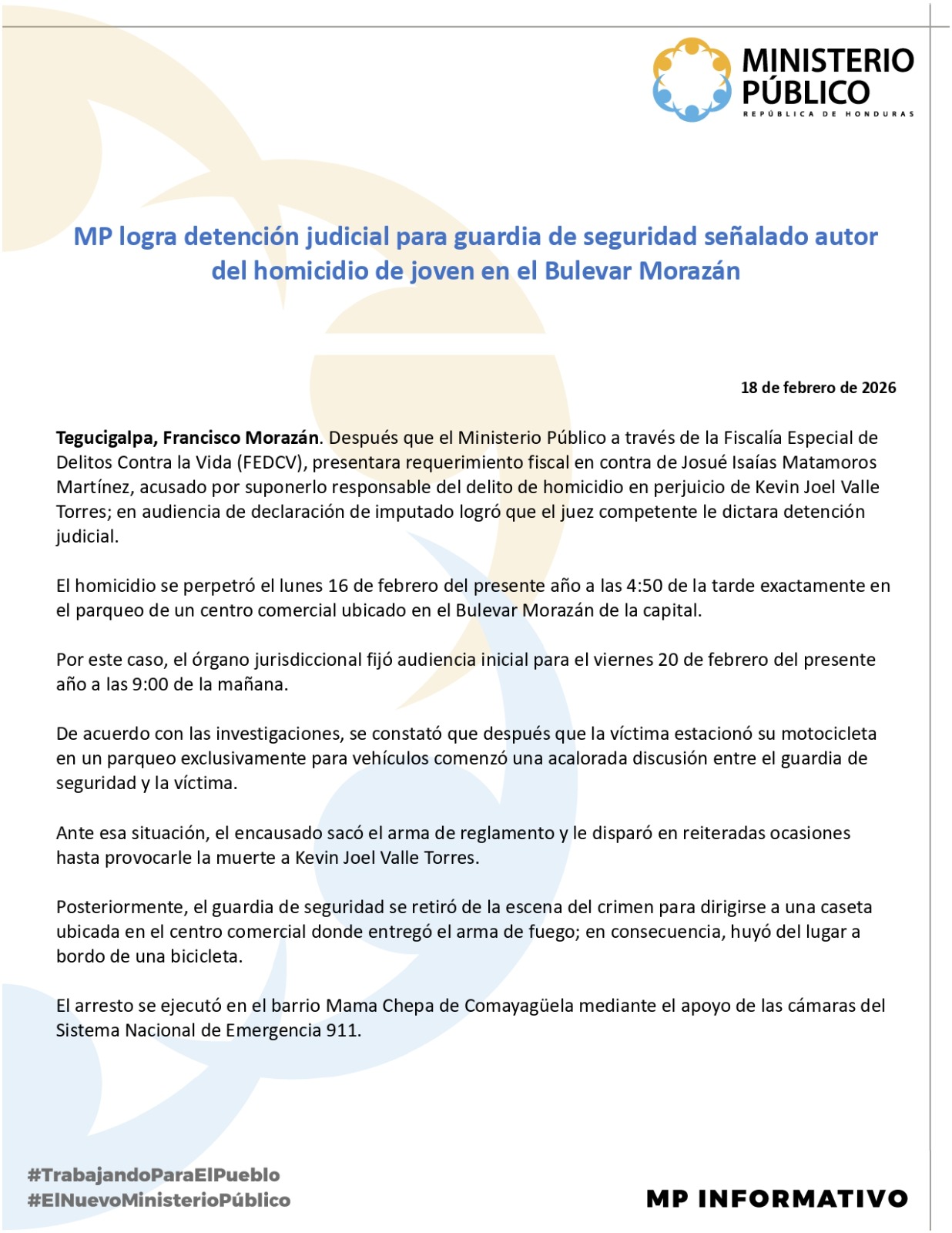 MP detiene a guardia de seguridad por incidente con joven