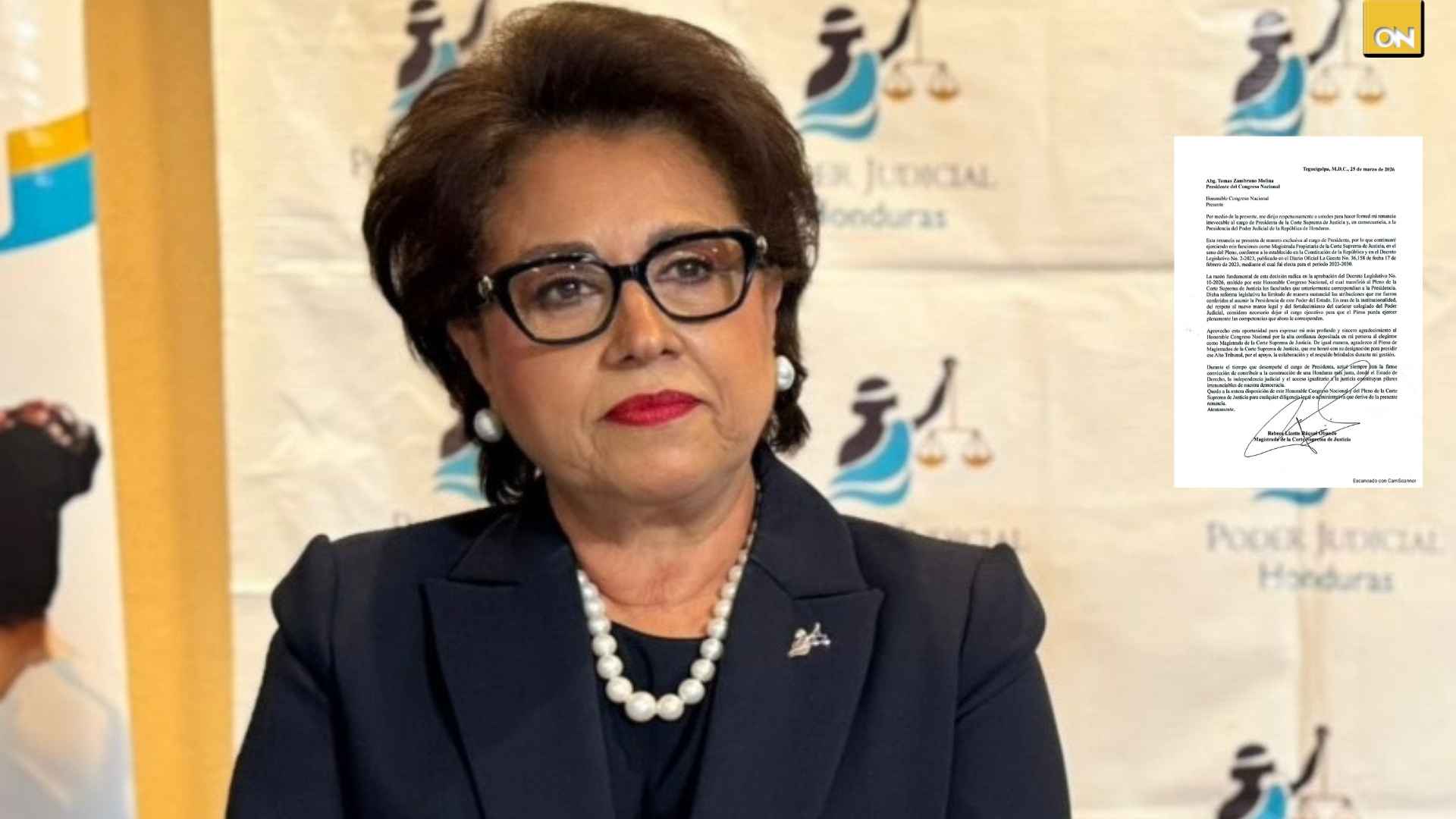 Congreso Nacional acepta la renuncia de Rebeca Obando como presidenta de la CSJ así fue su carta irrevocable